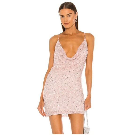 Retrofete Mich Embellished Party Celebrity Sequin Mini Dress Pink Size M NWT - Picture 2 of 13